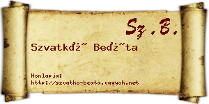 Szvatkó Beáta névjegykártya