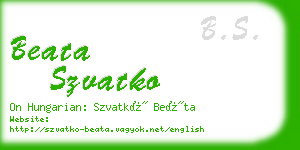 beata szvatko business card